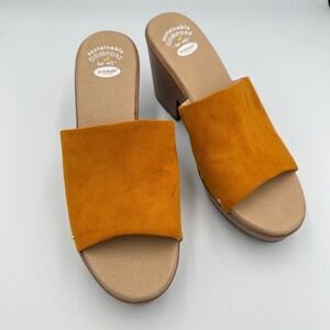 Dr. Scholl's Orange Suede Slide Clog Mules